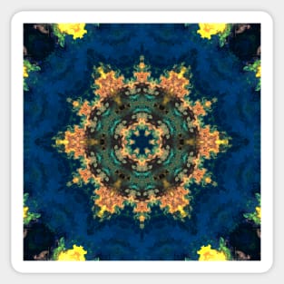Psychedelic Kaleidoscope Yellow Blue and Green Sticker